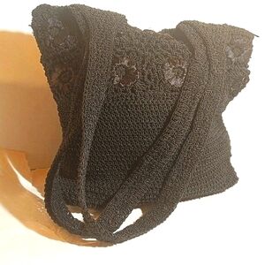 Vintage Black Crochet Pattern Two Handle Shoulder Bag